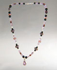 Amethyst, Black Onyx and Lampwork Necklace