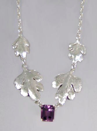 Amethyst and Leaves Necklace
